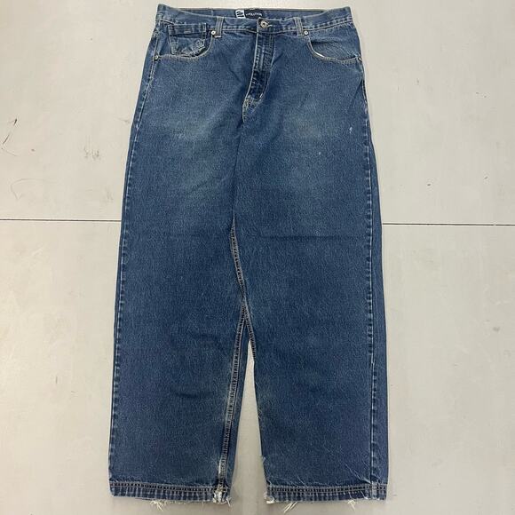 VTG Y2K Evolution Wide Leg Baggy Skater Hip Hop Blue Jeans SZ 38x32 - Picture 1 of 6